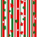 Hand drawn seamless pattern of vertical bright red green Christmas stripes with snowflakes, winter vibrant striped