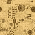 Hand drawn seamless pattern on a virus theme