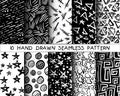 Hand drawn seamless patterns set Royalty Free Stock Photo