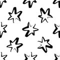Hand drawn seamless star pattern. Dry brush and rough edges Royalty Free Stock Photo