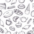 Hand drawn seamless texture of sweets