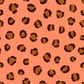 Hand-drawn seamless vector leopard pattern