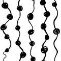 Hand drawn seamless vector pattern with black beads garlands on a white background