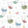 Seamless mermaids pattern Royalty Free Stock Photo