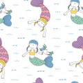 Seamless mermaids pattern Royalty Free Stock Photo