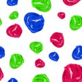 Hand drawn seamless watercolor background illustration of multicolored beads on white background. Colorful illustrations