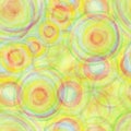 Hand drawn seamless watercolor repeat pattern with circles. A lawn green, lime color background. Watercolour brush strokes for