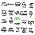 Hand drawn seasons set of lettering phrase about Easter isolated on the white background. Fun brush ink vector Royalty Free Stock Photo