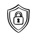 Hand Drawn Security Shield with Padlock Icon Cyber Security and Data Protection Concept Royalty Free Stock Photo