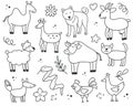 Hand drawn set of animals Royalty Free Stock Photo