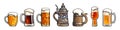 Hand drawn set of beer mugs and glasses..Vector illustration Royalty Free Stock Photo