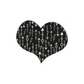 Hand drawn set of black heart with arrows. Vector illustration Royalty Free Stock Photo