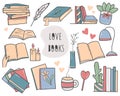 Hand drawn set for book lovers Royalty Free Stock Photo