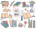 Hand drawn set for book lovers