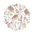 Hand drawn set of cartoon chess Royalty Free Stock Photo