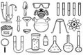 Hand drawn set of chemical equipment stuff doodle isolated on white background Royalty Free Stock Photo