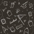 Hand drawn set of college, school study elements. Doodle style. Royalty Free Stock Photo