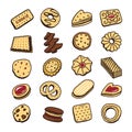 Hand drawn set of cookies biscuits desserts. Vector illustration. Royalty Free Stock Photo