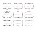 Hand drawn set of decorative frames, borders, calligraphic design elements collection. vintage vector illustration Royalty Free Stock Photo