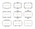 Hand drawn set of decorative frames, borders, calligraphic design elements collection. vintage vector illustration Royalty Free Stock Photo