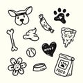 Hand drawn set of doodle dog stuff Royalty Free Stock Photo
