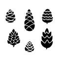 Hand drawn set doodle of fir tree cones isolated on white background. Conifer cones sketch. Vector illustration Royalty Free Stock Photo