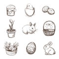 Hand drawn set of Easter icons