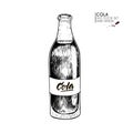 Hand drawn set of fast food. Bottle of cold carbonated cola soda drink . Vintage engraved vector illustration. Isolated Royalty Free Stock Photo