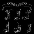Hand drawn set of fruit juice and freshes Royalty Free Stock Photo
