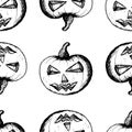 Hand drawn set of halloween attributes, black pumpkins