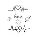 Hand drawn set hearts for valentines day. doodle heart collection. Decor elements Royalty Free Stock Photo