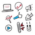 hand drawn set of marketing icons  seo  analytics  ads  business icon illustration doodle Royalty Free Stock Photo