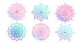 Hand drawn set of multi color gradient mandala with floral elements. Beautiful vintage boho ornament. Ethnic mosaic oriental Royalty Free Stock Photo