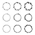 Hand drawn set of objects. Vector grunge round shapes. Ideal for vintage label designs. Royalty Free Stock Photo