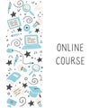 Hand drawn set of online education elements. Vector illustration.