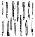 Hand drawn set of pens Royalty Free Stock Photo