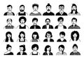 Hand drawn set of persons, avatars, people heads of different ethnicity and age in flat style. Multi nationality people