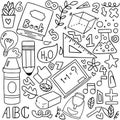 Hand drawn Set of school icons Ornaments background pattern Vector illustration Royalty Free Stock Photo