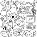 Hand drawn Set of school icons Ornaments background pattern Vector illustration Royalty Free Stock Photo