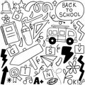 01-09-008 hand drawn Set of school icons Ornaments background pattern Vector illustration Royalty Free Stock Photo
