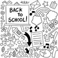 Hand drawn Set of school icons Ornaments background pattern Vector illustration Royalty Free Stock Photo
