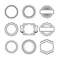 Hand drawn set of simple circle frame and border with different shapes. Cut isolated vector illustration in doodle sketch style. Royalty Free Stock Photo