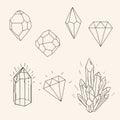 Hand drawn set sketch crystal,diamond and polygonal figure tatto