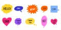 Hand drawn set of speech bubbles with dialog words isolated. vector illustration Royalty Free Stock Photo