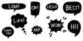 Hand drawn set of speech bubbles with dialog words isolated. vector illustration Royalty Free Stock Photo