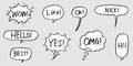 Hand drawn set of speech bubbles with dialog words isolated. vector illustration Royalty Free Stock Photo