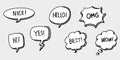 Hand drawn set of speech bubbles with dialog words isolated. vector illustration Royalty Free Stock Photo