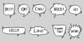 Hand drawn set of speech bubbles with dialog words isolated. vector illustration Royalty Free Stock Photo