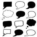 Hand drawn set of speech bubbles. Doodle set element. Vector illustration. Isolated elements on a white background Royalty Free Stock Photo