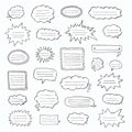 Hand drawn set of speech bubbles. Tetrad cell. Notebook in a cage Royalty Free Stock Photo